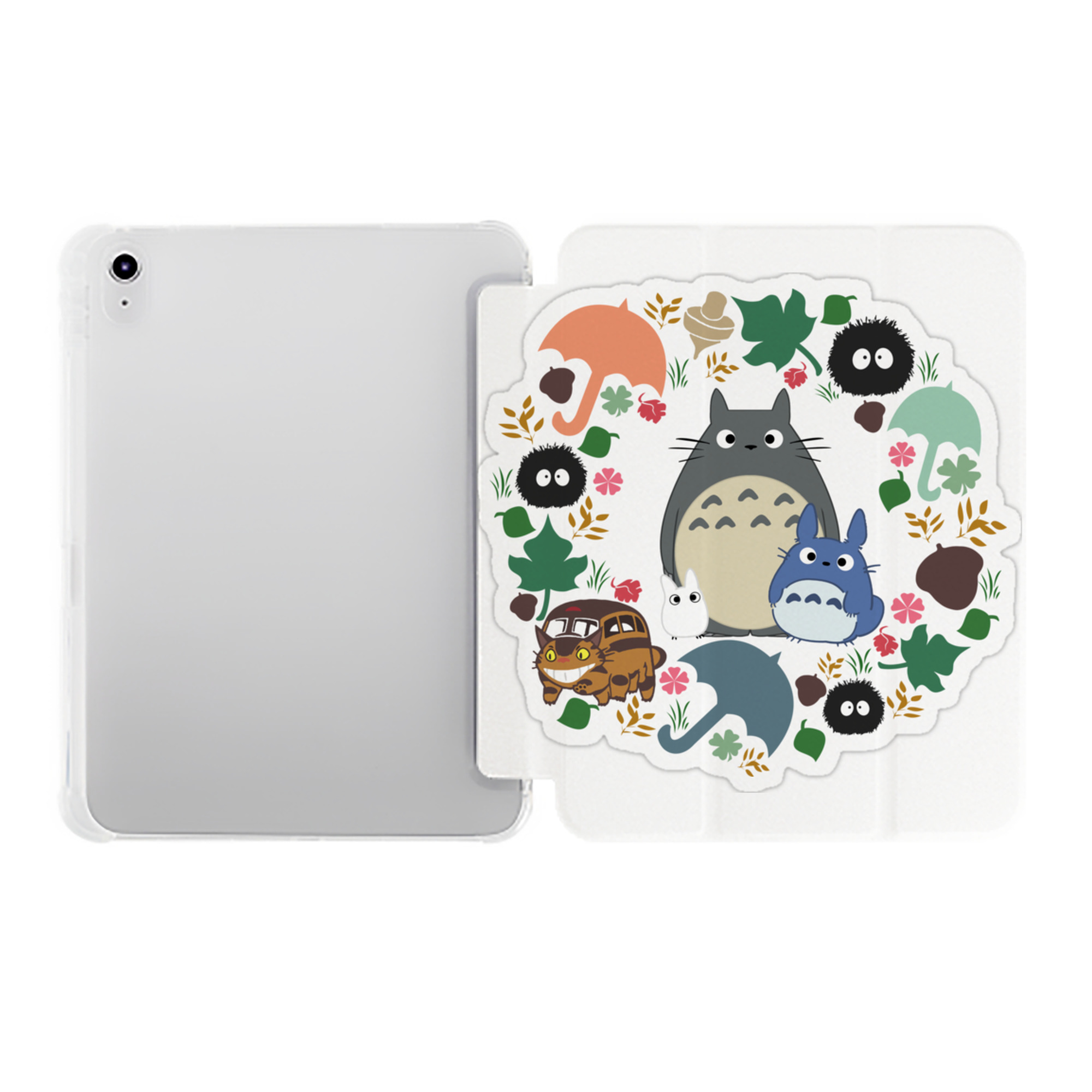（画像用） となりのトトロ 草壁メイ 草壁サツキ My Neighbor Totoro Satsuki Kusakabe Mei Kusakabe IPad ケース ペン収納付き 三つ折りスタンド PUレザー×シリコン 対応機種9.5/10.5/10.9インチ